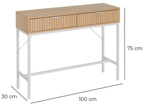 Masă consolă în culoare naturală cu aspect de lemn de stejar 30x100 cm Mid-Lines – Casa Selección
