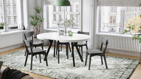 Mazzoni VITO Alb Mat/picioare negre - MASĂ MARE ROTUNDĂ Ø110 EXTENSIBILĂ PÂNĂ LA 310 cm CU PICIOARE "Y" LOFT/INDUSTRIALĂ