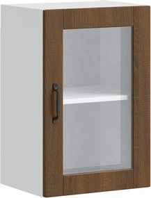 vidaXL Dulap de bucătărie cu ușă din sticlă din stejar maro „Porto”.