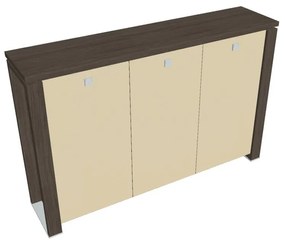 Dulap mediu Verno+ 200 x 46 x 130 cm, uși de sticlă, stejar antracit / vanilie