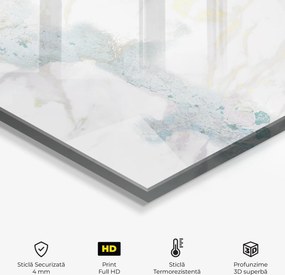 Panou Sticla Bucatarie, 60x100cm, Protectie aragaz, Antistropi, Termorezistent, Abstracte, Marble, Light Blue Gold