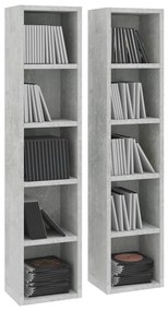 Dulapuri CD-uri, 2 buc., gri beton, 21 x 16 x 93,5 cm, PAL 2, Gri beton