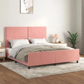 Cadru de pat cu tablie, roz, 180x200 cm, catifea Roz, 180 x 200 cm, Culoare unica si cuie de tapiterie