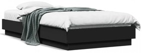 Cadru de pat cu lumini LED, negru, 90x190 cm