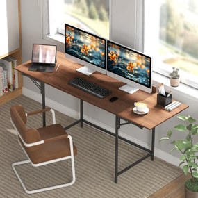 HOMCOM Birou pliant masă de calculator 2 aripi pliabile pentru 2 monitoare, pentru cameră, spații mici, 170 x 58 x 78 cm nuc | Aosom Romania