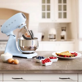 Mixer planetar SMEG SMF03PBEU, 800 W, 4,8 l, 10 viteze, Functie de pornire treptata, Albastru pastel