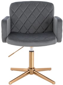 HR802CROSS Scaun Grafit din Catifea cu Bază Aurie