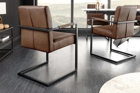 Scaun cu brate design retro Big Aston piele naturala maro vintage