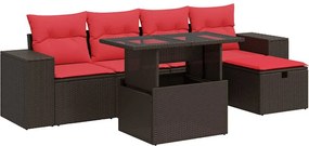 vidaXL Set mobilier grădină perne 6 piese maro poliratan