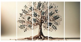 Tablou 5-piese arborele vieții decorativ cu ornamente