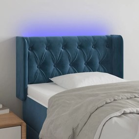 Tablie de pat cu LED, albastru inchis, 83x16x78 88 cm, catifea 1, Albastru inchis, 83 x 16 x 78 88 cm