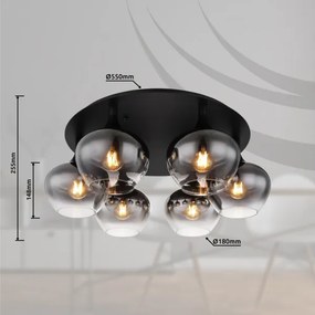 Globo 15548-6D - Lustră aplicată MAXY 6xE27/40W/230V Ø 65 cm neagră