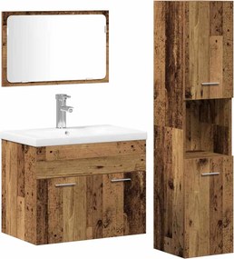 vidaXL Set de mobilier pentru baie cu raft 4 pcs Maro Lemn compozit