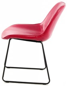 Set 2 scaune piele artificiala Cora roz/rosu