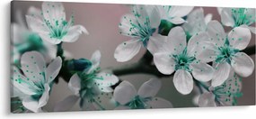Tablou cu floare - turcoaz (120x50 cm)