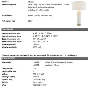 Veioza, Lampa de masa design LUX Lxry, alabastru