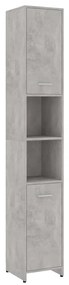 802601 vidaXL Dulap de baie, gri beton, 30x30x183,5 cm, PAL