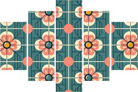 Tablou - Model retro cu flori (150x105 cm)