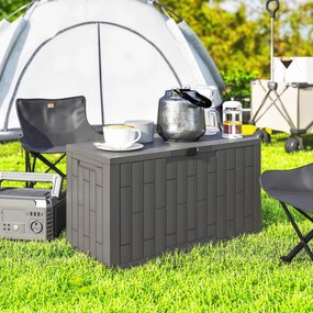Outsunny Ladă de Depozitare pentru Grădină 227L din Rășină Rezistentă la Apă și UV cu Închidere, 106,5x43x54,5 cm, Gri | Aosom Romania