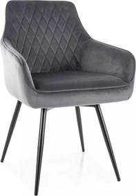 Scaun MARLO, gri - Bluvel 14, stofa catifelata/metal, 55x58x88 cm