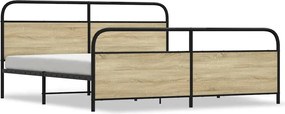 vidaXL Cadru de pat metalic fără saltea, stejar sonoma, 183x213 cm