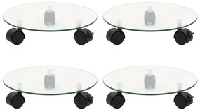 vidaXL Suport cu role de plante 4 buc. 28 cm sticlă securizată rotund