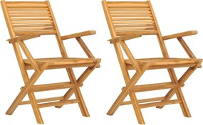 vidaXL Scaune de grădină pliante, 2 buc, 55x62x90 cm, lemn masiv tec