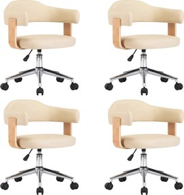 vidaXL Scaune de sufragerie pivotante 4 buc. crem piele artificială