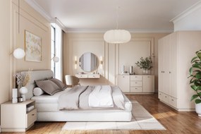 Comodă Lorini 150 cm cu sertare - cașmir / mânere negre T-bar