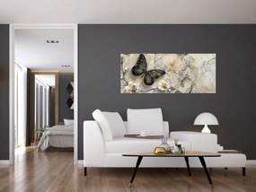 Tablou - Marmură de fundal cu fluturi (120x50 cm)