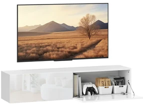HOMCOM Dulap TV Suspendat pentru Televizoare de 45"-55"-65" cu 2 Dulapuri, Alb | Aosom Romania