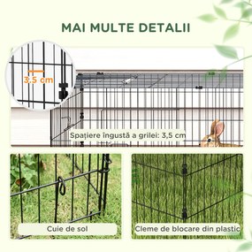 PawHut Tarc Exterior pentru Animale Mici, Spațiu pentru Pui, Iepuri, Chinchilla, cu Acoperiș, 220x85x70 cm, Verde | Aosom Romania
