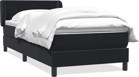 vidaXL Pat box spring cu saltea, negru, 80x220 cm, catifea