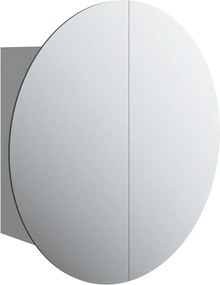 vidaXL Dulap de baie cu oglindă rotundă și LED, gri, 47x47x17,5 cm