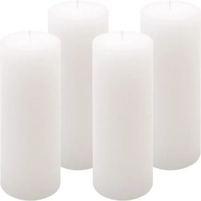 Set de lumânări rustice, 20 cm, Ø 7,5 cm, alb, 4 buc