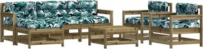 vidaXL Set mobilier de grădină cu perne, 7 piese, lemn de pin tratat