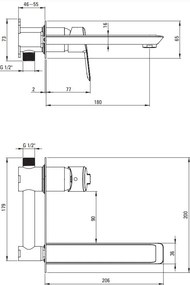 ARNIKA Baterie Lavoar Încastrată - Design Elegant în Auriu Periat - BQA_R54L