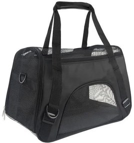 Geanta pentru transport caine/pisica, neagra, max 6-8 kg, 50x25x30/55 cm