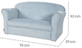 Canapea pentru copii albastru-deschis cu tapițerie din catifea 78 cm Lil Sofa – Roba