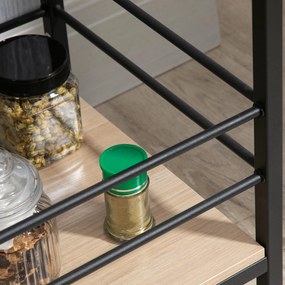 HOMCOM Carucior de servire, desserte de bucătărie cu roți, cu 2 rafturi, cadru metalic și aspect de lemn - dim. 82 x 40 x 75 cm | Aosom Romania