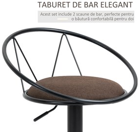 Set 2 scaune bar cu rotire de 360 de grade si suport pentru picioare 51x46x78-100cm HOMCOM | Aosom Romania