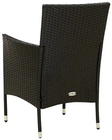 Set mobilier de exterior cu perne, 5 piese, negru, poliratan negru si maro, Lungime masa 150 cm, 5