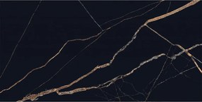 Mexen Fossil Black gres glazurat rectificat G1, placă pardoseală-și-perete 120 x 60 cm, luciu ridicat - TL213-120-060-00