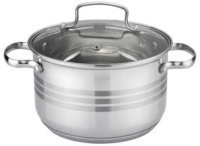 Set Vase Gătit din Inox, 6 Piese, Capacități 6.5 - 3.1 Litri, Bază 3 Straturi (Inducție), Capace din Sticlă Termorezistentă