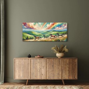 Tablou – Cai galopând prin peisaj (120x50 cm)