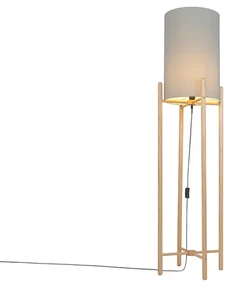 Lampă de podea rustică din lemn cu abajur gri - Lengi