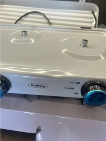 La mâna a doua: Aragaz triplu cu capac Rosberg R51454D3, 2x2.2kWh 1x1kWh, 30 mbar, Otel carbon, Alb
