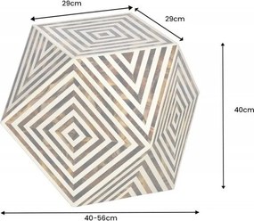 Masuta auxiliara design unicat Bone Inlay 60cm