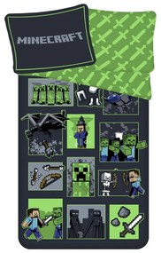 Lenjerie de pat pentru copii din bumbac pentru pat de o persoană 140x200 cm Minecraft Survival Mode – Jerry Fabrics