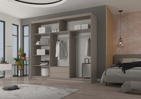 Dulap cu uși glisante ERWIN – cu oglindă – 235x59x215 cm – Cașmir